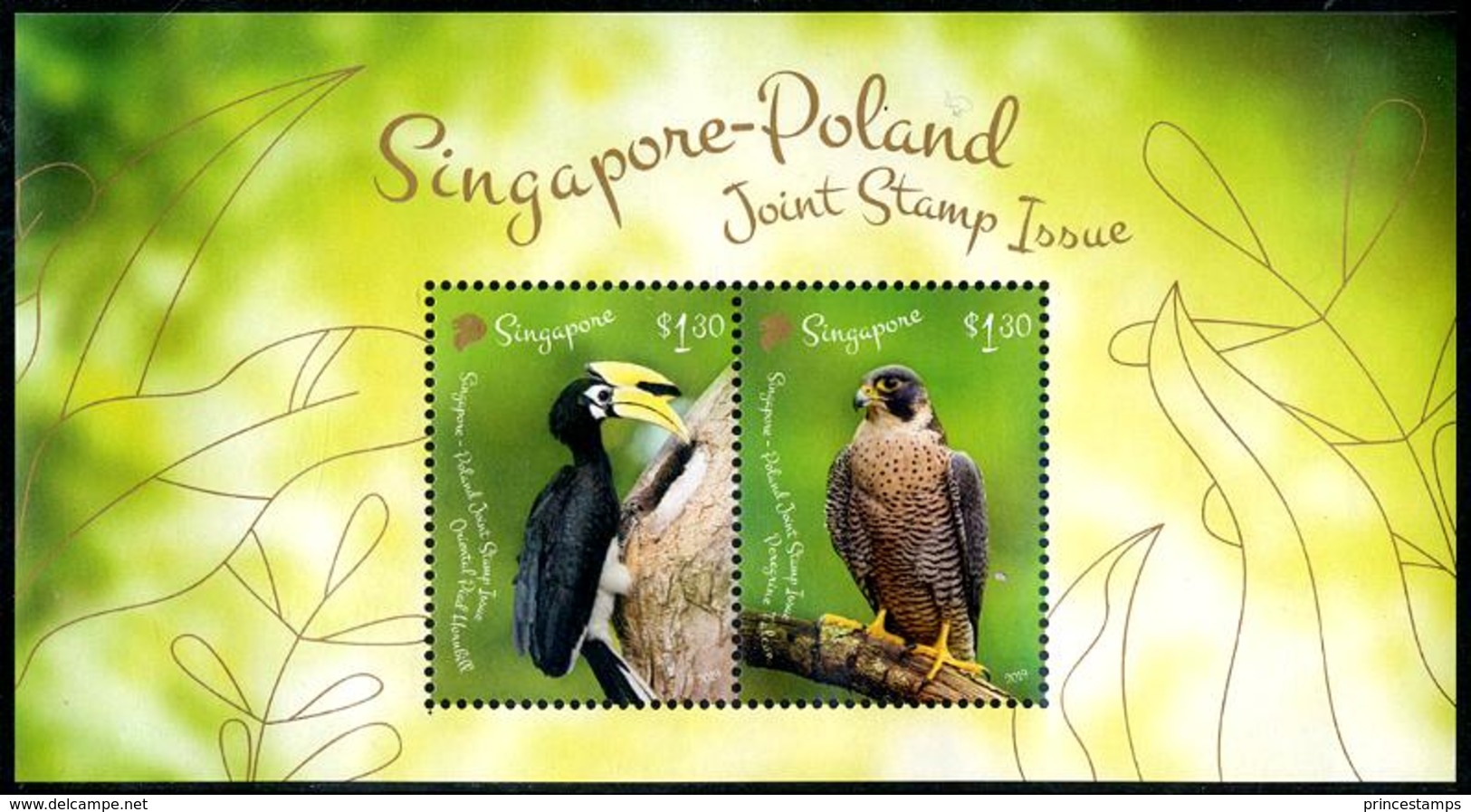 Singapore (2019)  - Block -   /  Joint Issue With Poland - Falcon - Birds Of Prey - Emisiones Comunes