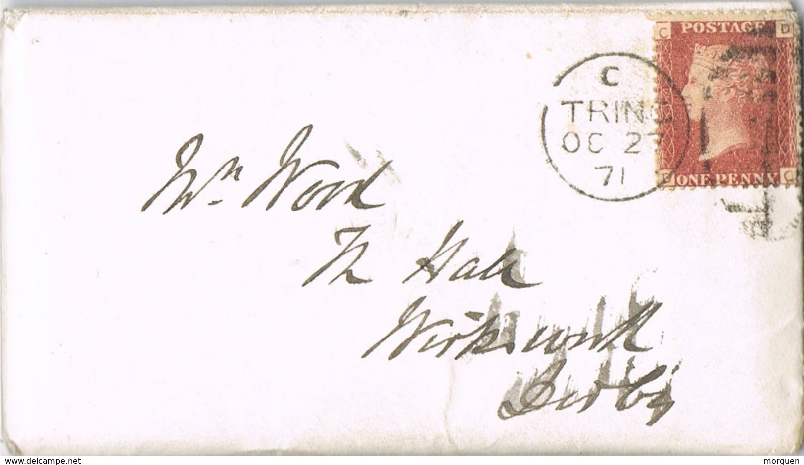 35073. Carta Completa TRING (Herfordshire) England. 1871.  One Penny Red - Covers & Documents