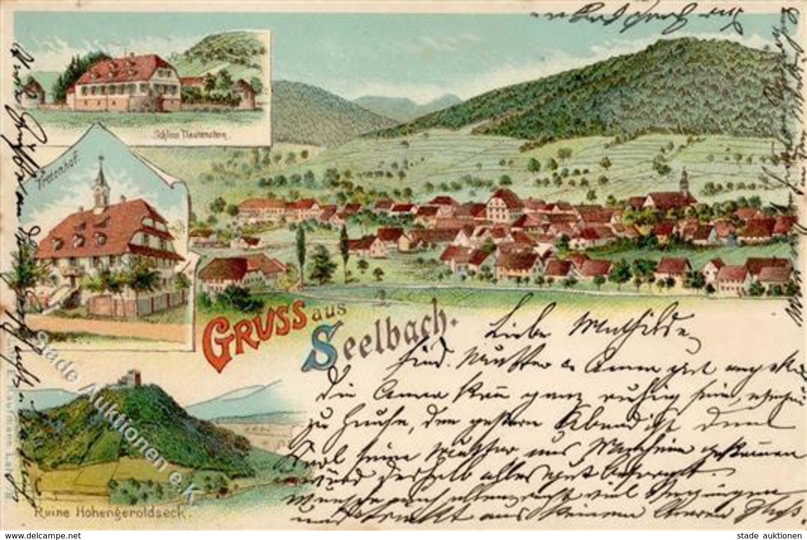 Seelbach (7633) Schloss Trautenstein Bahnpost Dinglingen Seelbach Zug 5 Lithographie 1899 I- - Unclassified