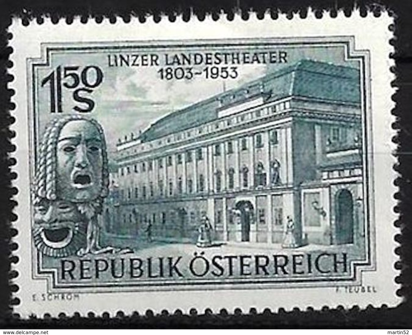 Autriche Austria Österreich 1953: Landes-Theater Linz No. 988 * Falzspur - Trace De Charnière - MLH - Theater