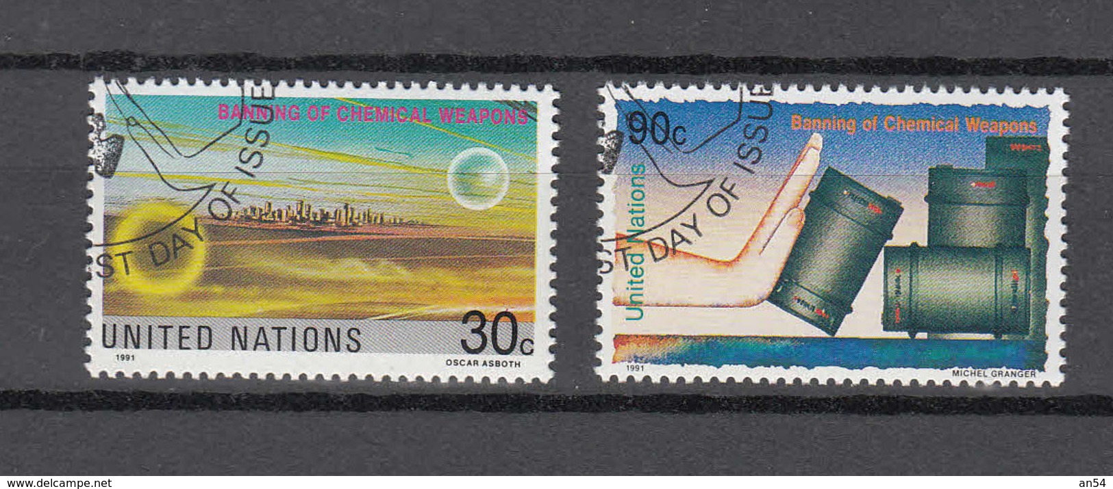 NATIONS  UNIES  NEW-YORK    1991    N° 590-593-594  OBLITERES   CATALOGUE YVERT&TELLIER - Oblitérés