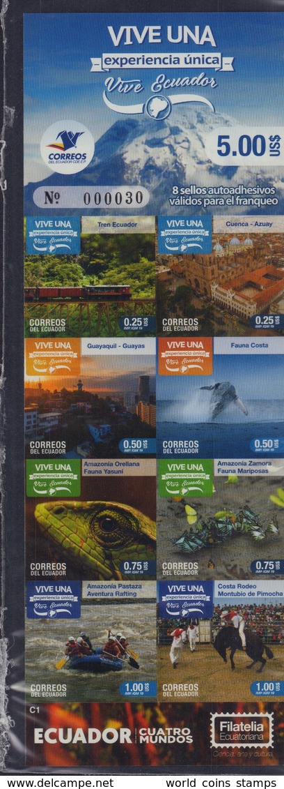 ECUADOR 2019 SELF-ADHESIVE BOOKLET LIVE ECUADOR WILDLIFE COAST GALAPAGOS X 2 MNH - Ecuador