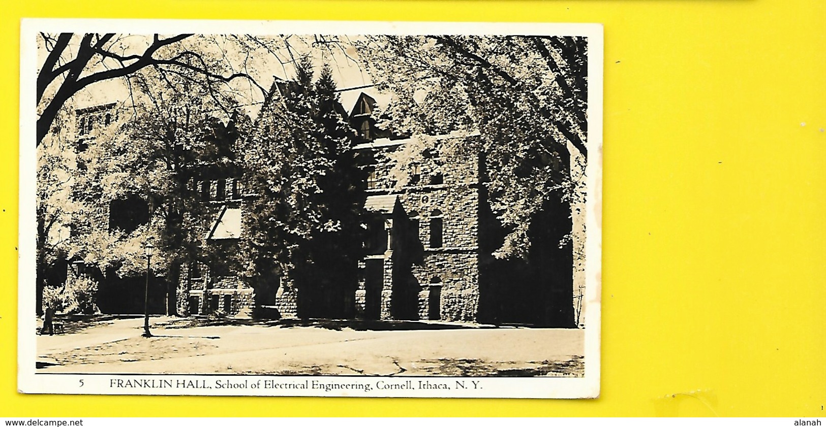 NEW YORK Rare Franklin Hall School Of Electrical Engineering Cornell Ithaca USA - Enseñanza, Escuelas Y Universidades