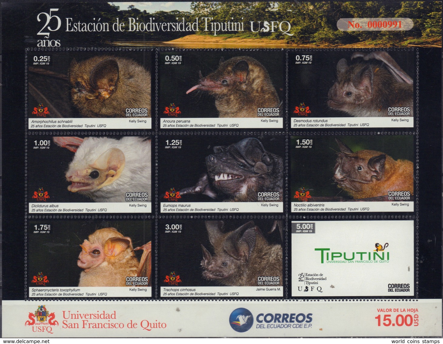 ECUADOR 2019 25 YEARS BIODIVERSITY STATION TIPUTINI USFQ SOUVENIR SHEET MNH - Ecuador