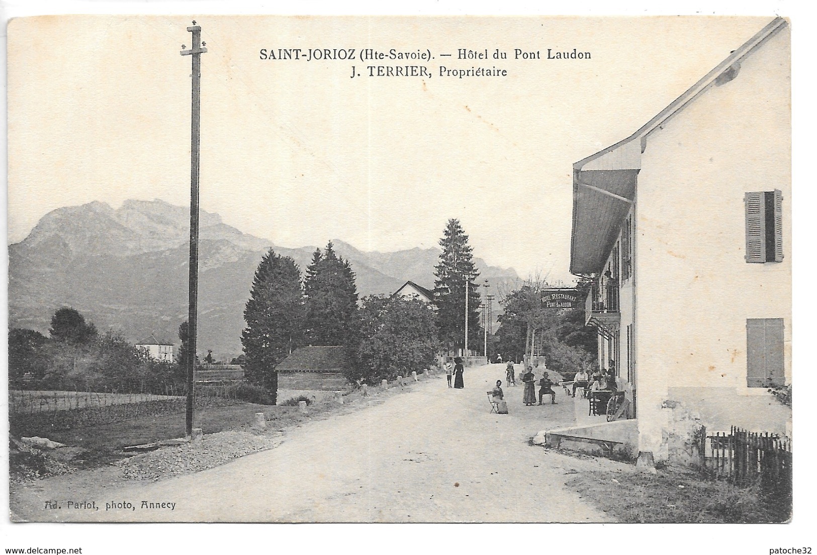 Cpa...Saint-Jorioz...(Hte-Savoie)...hotel Du Pont Laudon...J.Terrier, Propriétaire...animée... - Sonstige & Ohne Zuordnung