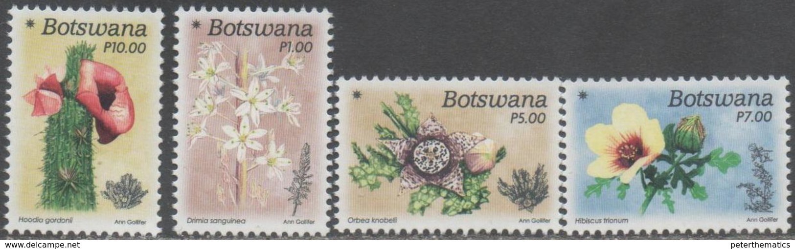 BOTSWANA, 2017, MNH, DESERT FLOWERS, CACTUS,4v - Other & Unclassified