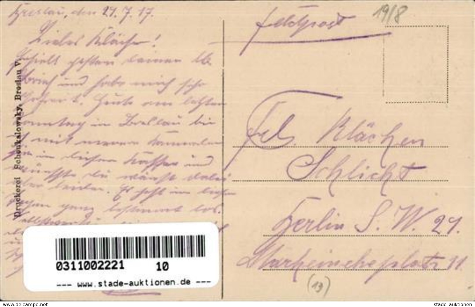 Breslau Cafe Goldene Krone 1917 I-II - Unclassified