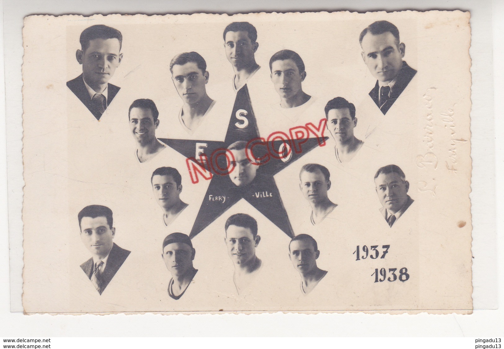 Au Plus Rapide Tunisie Carte Photo Montage Etoile Sportive De Ferryville Saision 1937 1938 Photographe L Barraco - Calcio