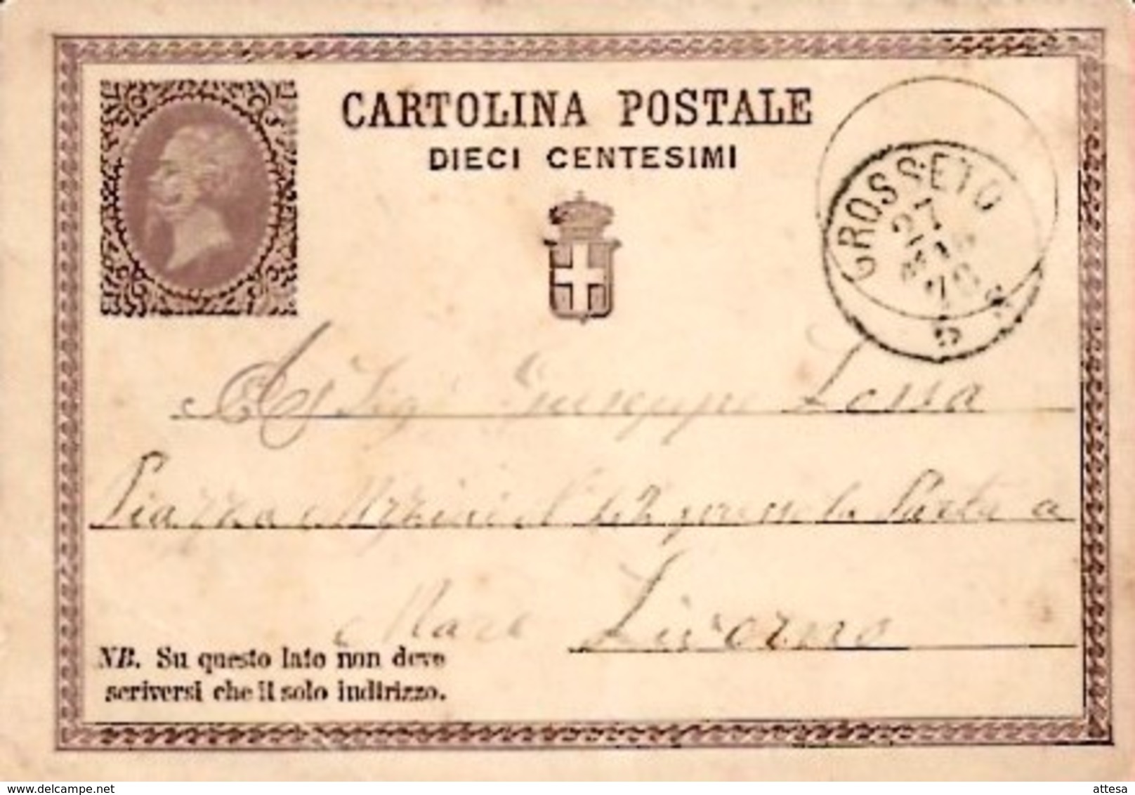 Intero C1 ; Grosseto 27-5-1876 Per Livorno - Entiers Postaux
