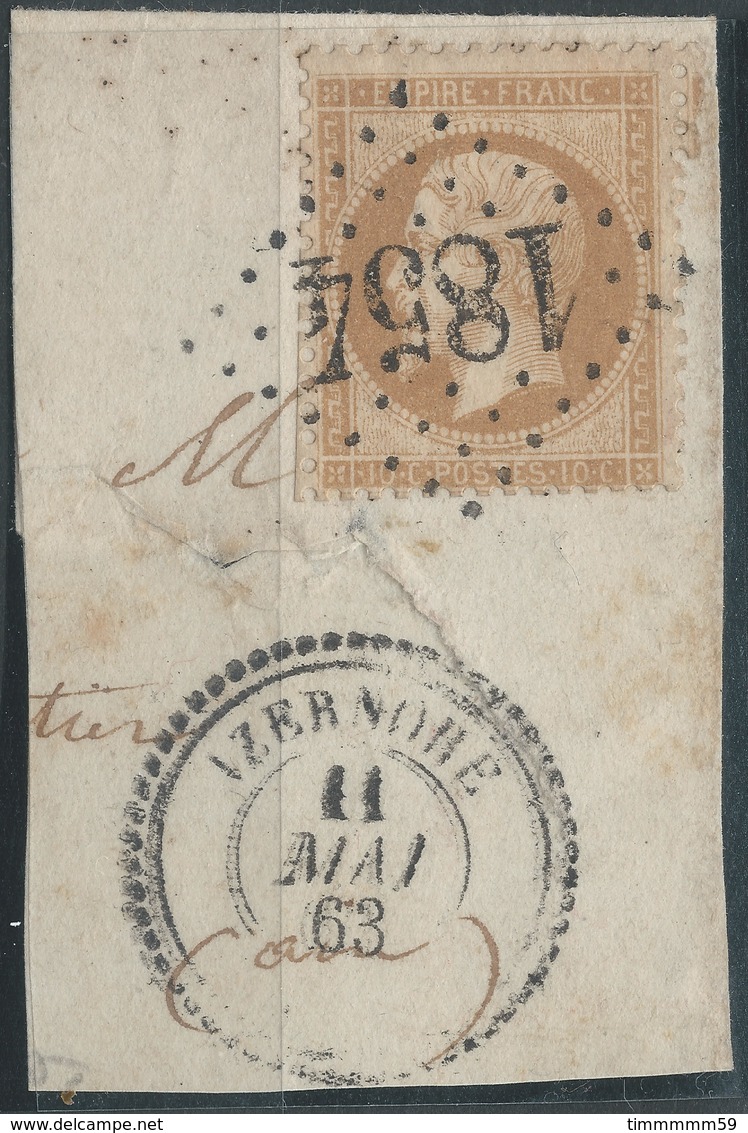 Lot N°51744  N°21/fragment, Oblit GC 1854 Et Cachet Perlé De Izernore, Ain (1), Ind 10 - 1862 Napoléon III