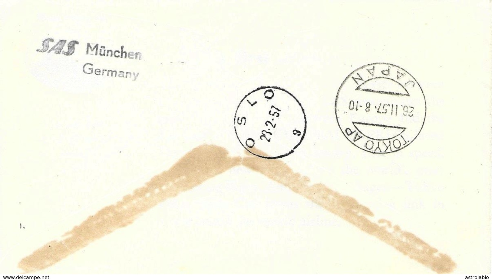 Oslo-Tokio Premier Vol 1957 Sur Lettre, First Flight Cover. Voir 2 Scan - Lettres & Documents