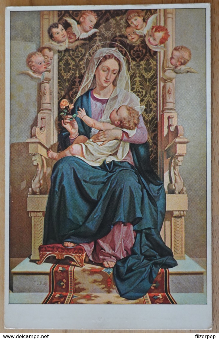 Sancta Dei Genitrix Reffo Turin Madonna Maria Mit Jesus Christus Thron Rose Putten Putto Kopf - Jungfräuliche Marie Und Madona