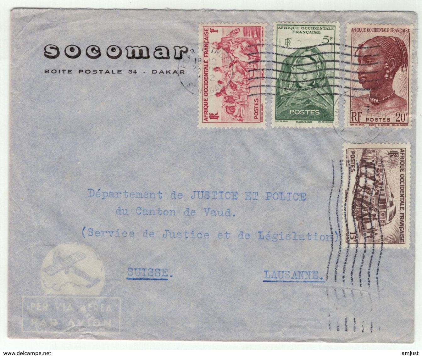 France // Ex-colonie // A.O.F. Lettre De Dakar Pour La Suisse - Cartas & Documentos