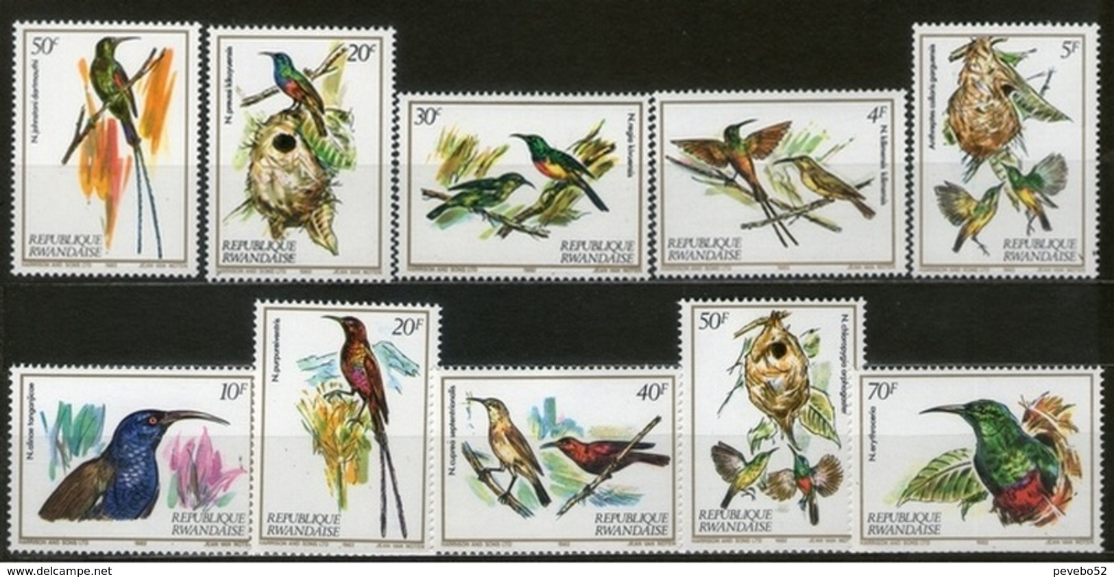 RWANDA 1983  BIRDS MNH - Ongebruikt