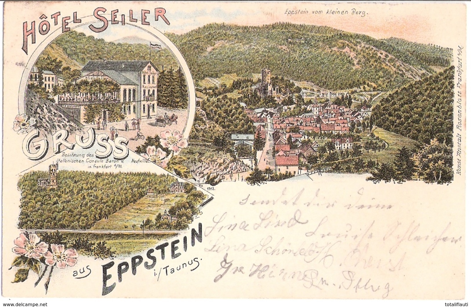 Gruss Aus EPPSTEIN Im Taunus Hotel SEILER Color Litho 18.2.1901 Gelaufen - Hofheim