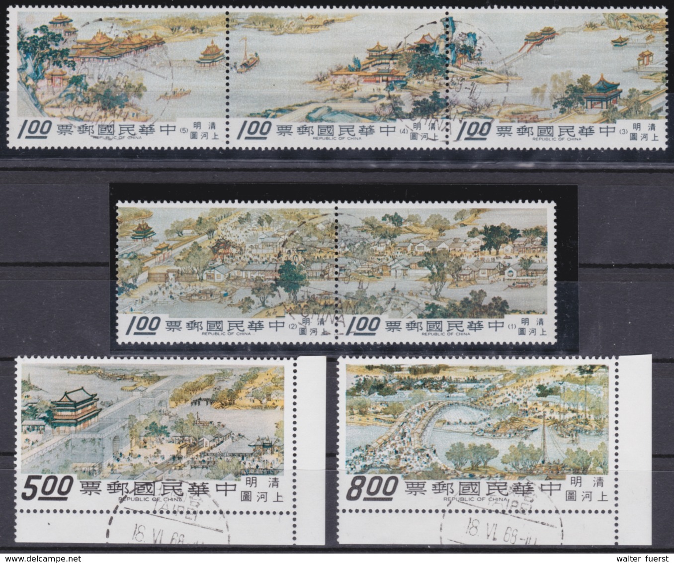 TAIWAN 1968, "A City Of Cathay", Serie Mnh + FD (with Strip Of 5) - Lots & Serien