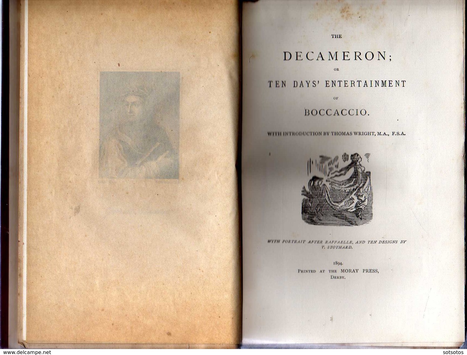 The DECAMERON Or TEN DAYS’ ENTERTAIMENT Of BOCCACCIO – 1894 – Illustrated With 11 Designs Hors-text By STOTHARD – 532 Pa - 1850-1899