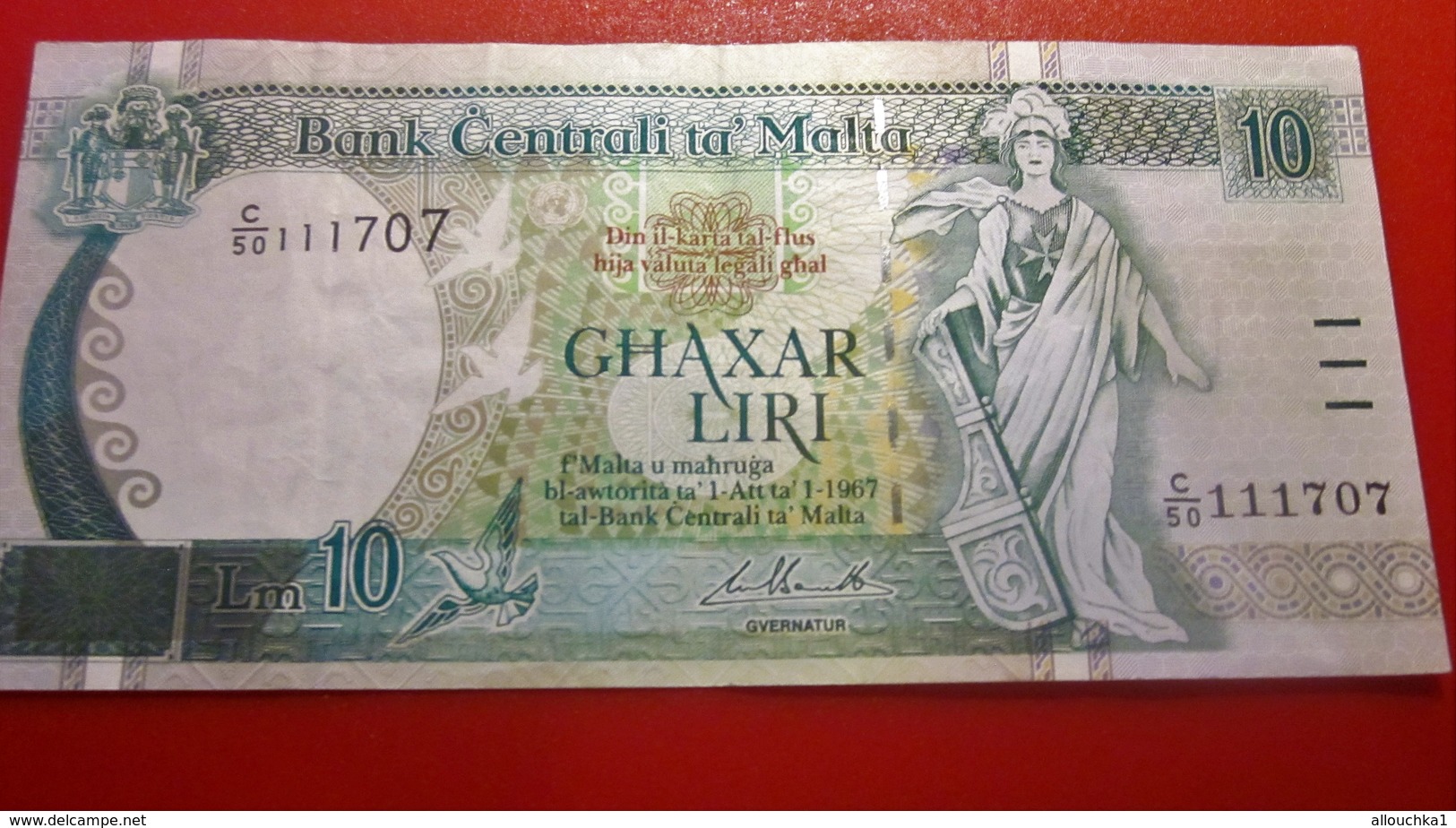 BANK CENTRALI TA MALTA MALTE 10 LIRI L.1967 Monnaies & Billets  Billet Malte 10 LIRAS DEL AÑO 1967 (BANKNOTE) - Malta