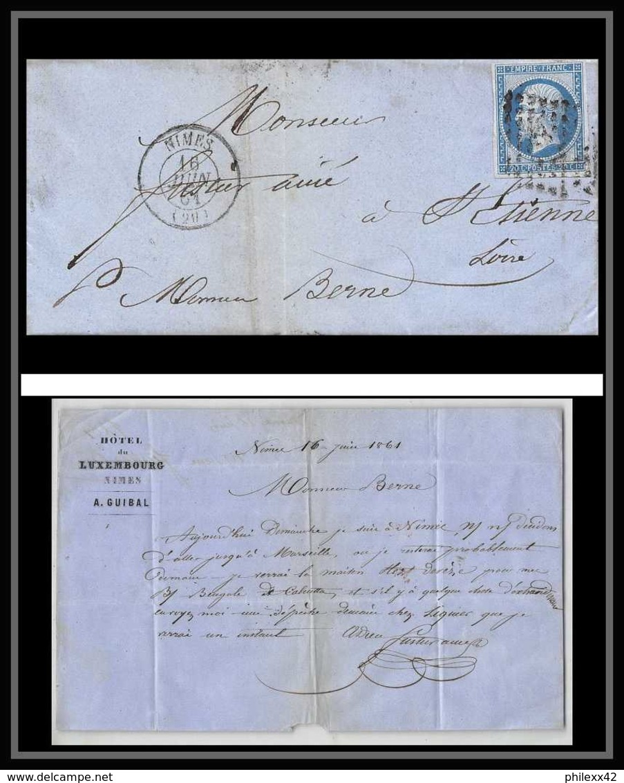 7331 LAC 1862 N 14B Napoleon 20c TB Pc 2272 Nimes Gard St Etienne Loire France Lettre Cover - 1849-1876: Klassik