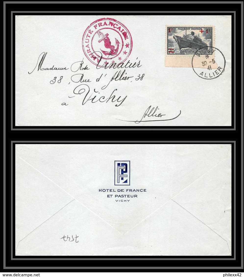 7547 N502 Pasteur SUR ENVELOPPE HOTEL PASTEUR VICHY 1941 Poste Navale Militaire France Lettre (cover) - Naval Post