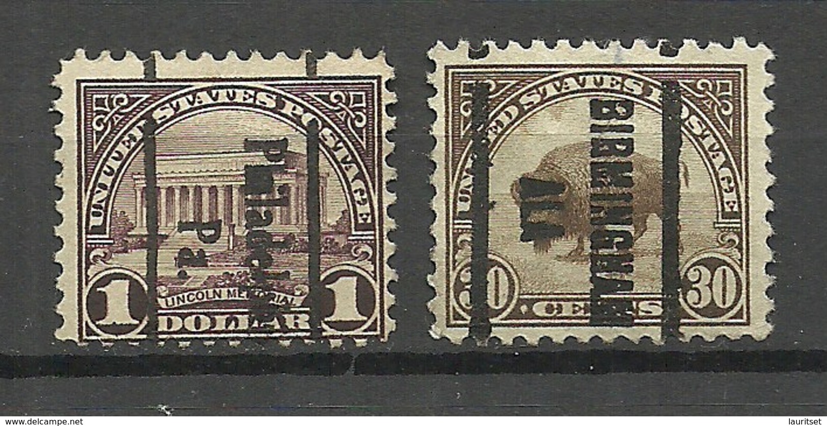 USA 1923 Michel 281 & 283 Pre-cancels Philadelphia & Birmingham - Préoblitérés