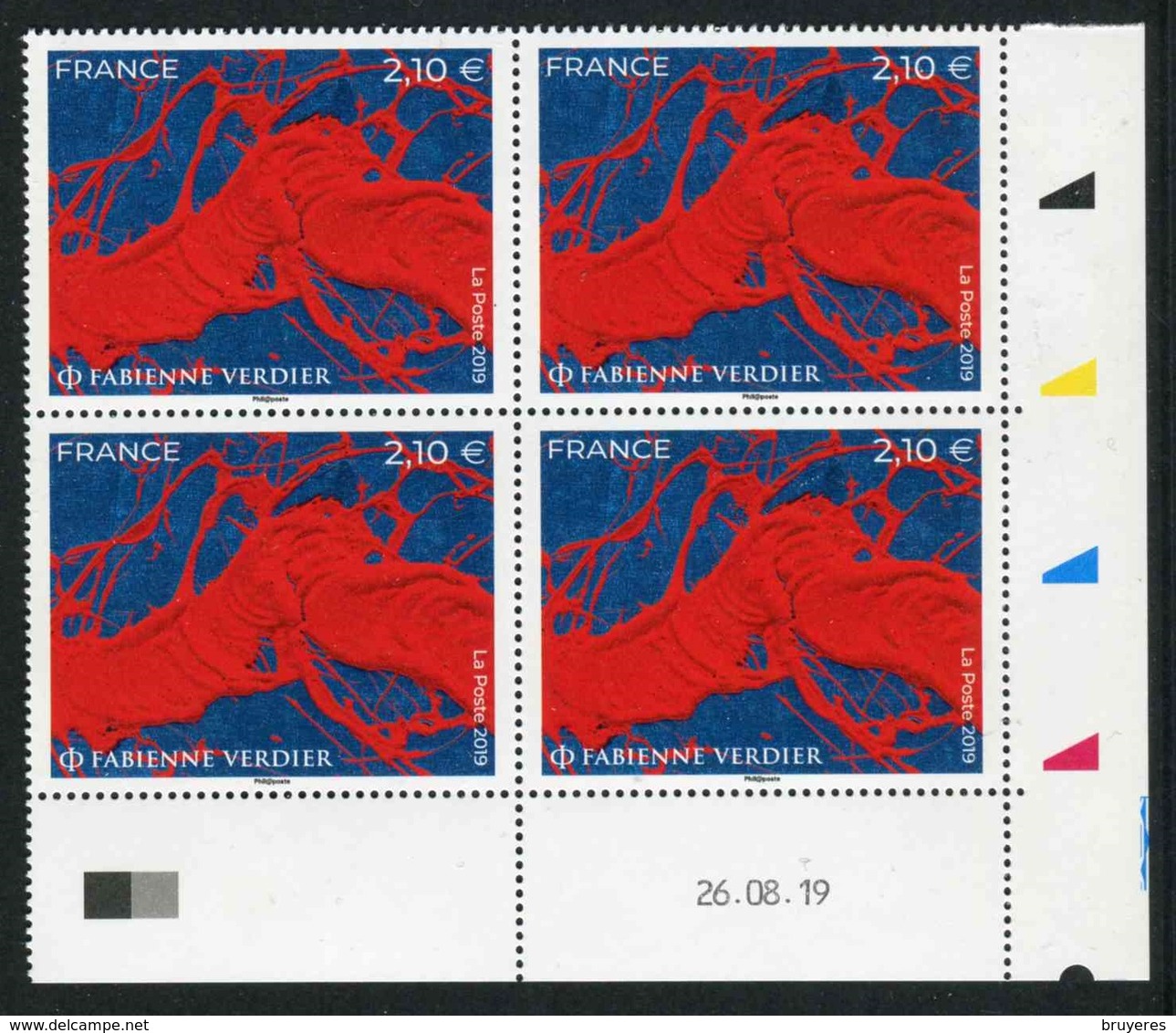 Bloc De 4 Timbres** Gommés De 2019 "2,10 € - FABIENNE VERDIER" Avec Date 26 . 08 . 19 (et Bobst Et Carrés) - 2010-2019