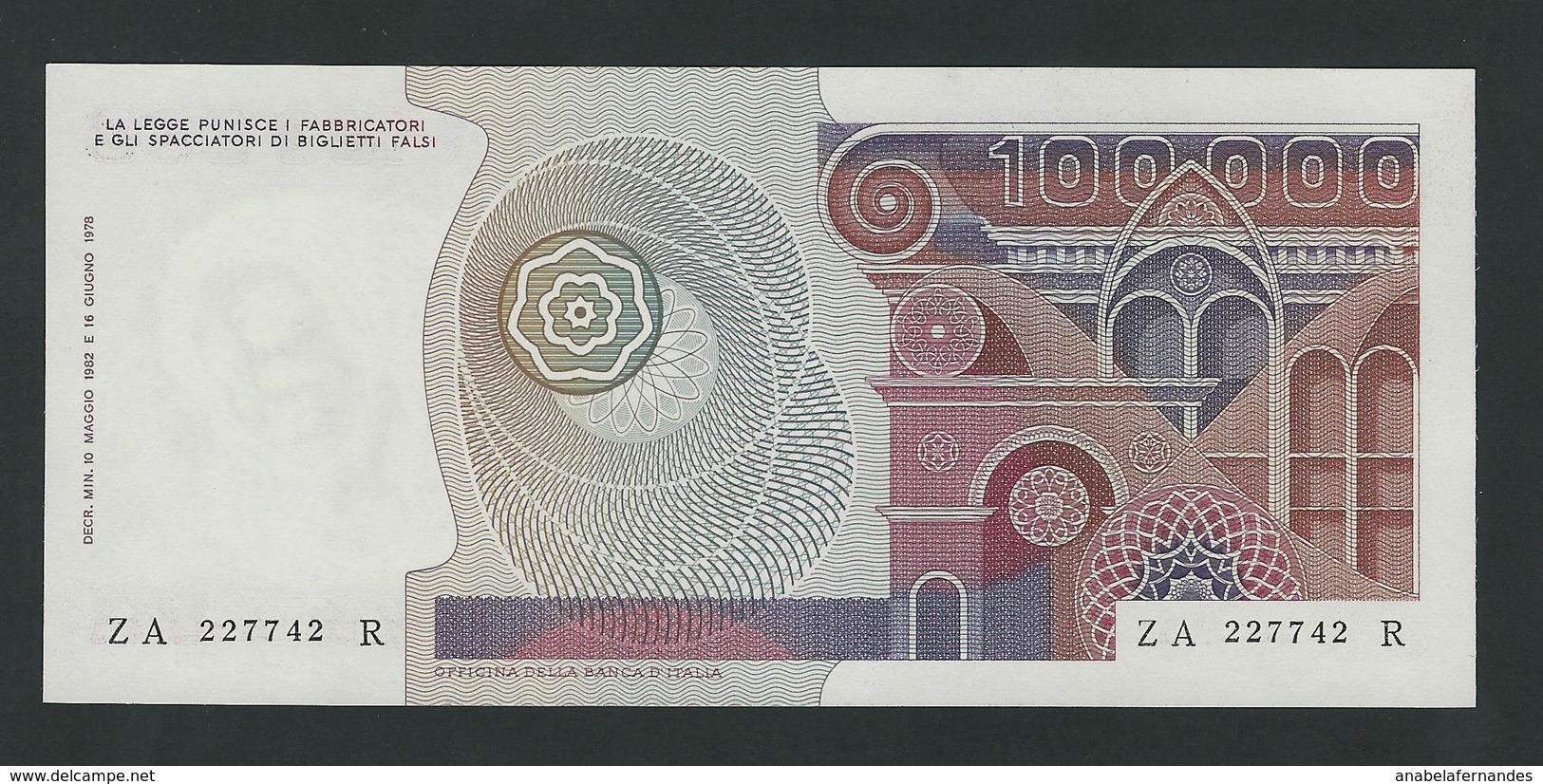 ITALY 100.000 100000 LIRE 1982 PIK- 108 Botticelli UNC - 100000 Liras