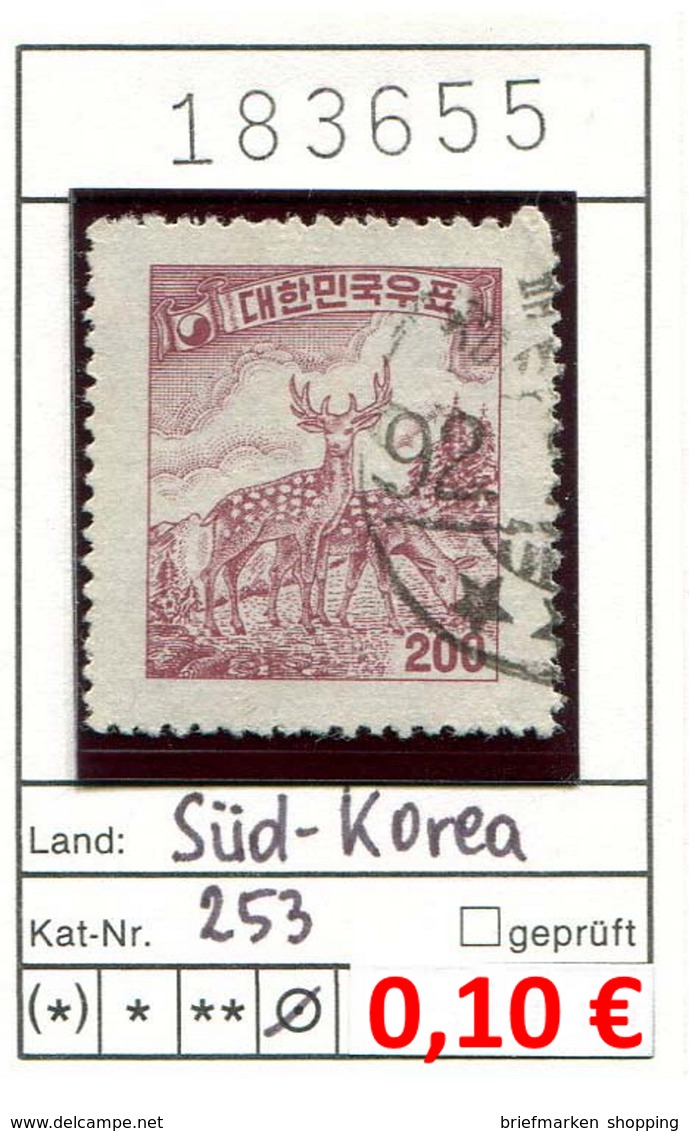 Südkorea - Süd-Korea - South Korea -  Michel 253 - Oo Oblit. Used Gebruikt - Hirsch Animals Animeaux - Korea (Süd-)