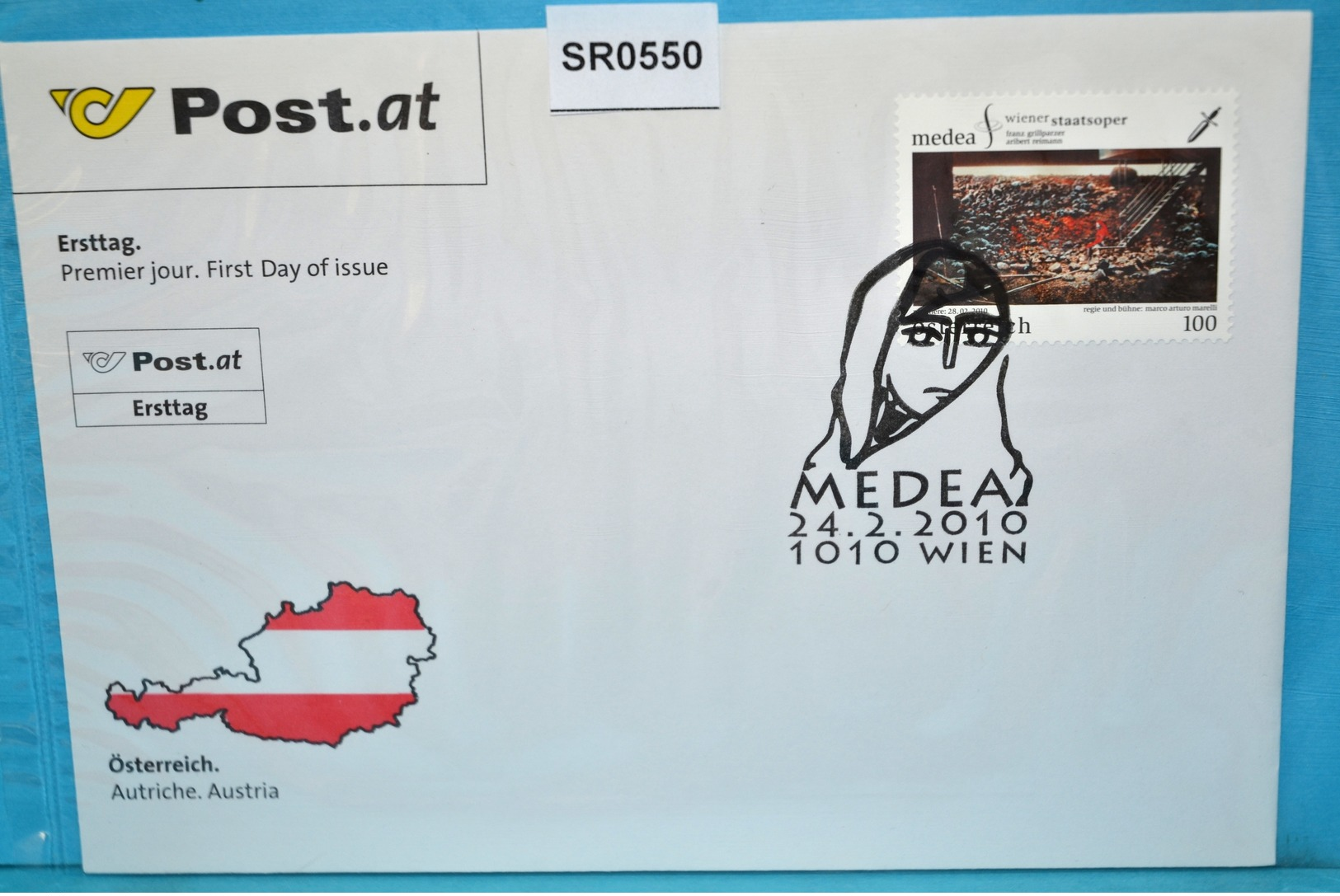 SR0550 Euro FDC Medea, Luigi Cherubini, Oper Wien, Opera, Bühnenbild Johannes Leiacker, 1010 Wien 24.2.2010 - FDC