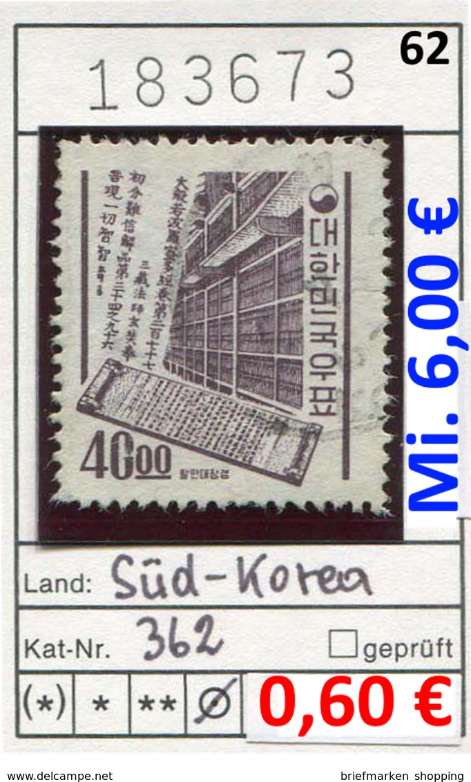 Südkorea - Süd-Korea - South Korea -  Michel 362 - Oo Oblit. Used Gebruikt - - Korea (Süd-)