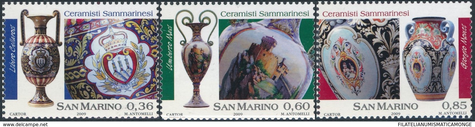 San Marino 2009 Correo 2163/65 Arte De La Cerámica De San Marino (3v)  **/MNH - Unused Stamps