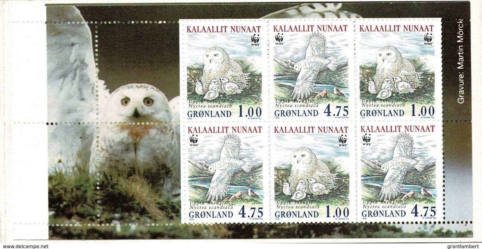 Greenland 1999 Snowy Owls WWF Mint Booklet With Two Panes - Postzegelboekjes