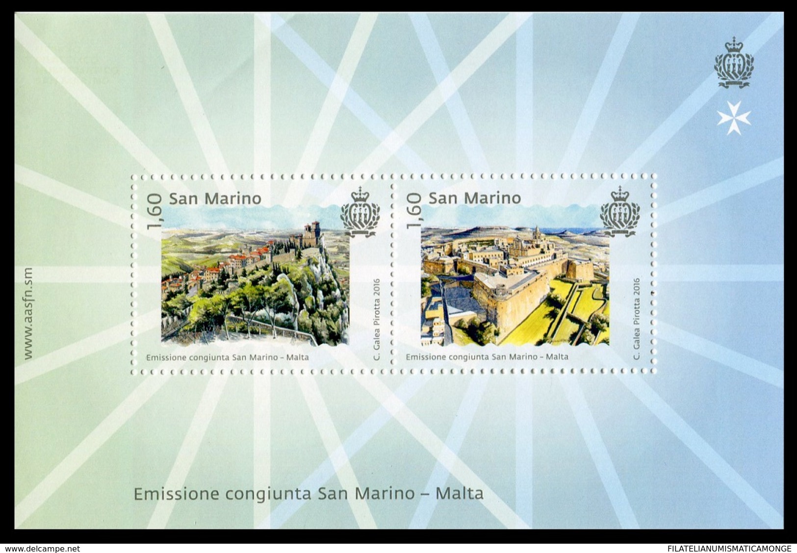 San Marino 2017 Correo 2476/77 HB Emision Conjunta Malta O HB 69  **/MNH - Nuovi