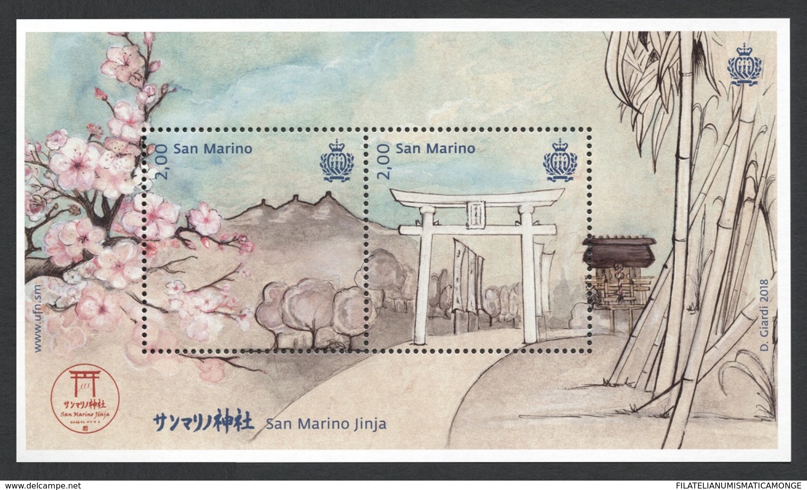 San Marino 2018 Correo 2552/3 HB San Marino Jinja - Conjunta Con Japon  **/MNH - Neufs