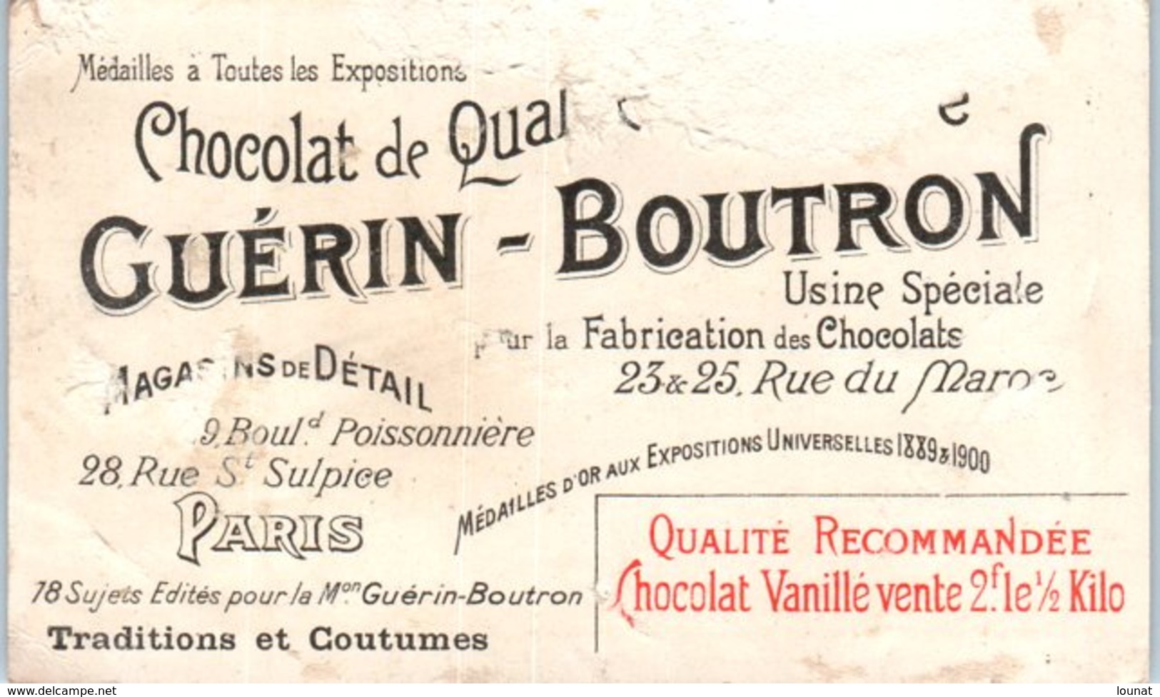 Chromo - Chocolat Guérin Boutron - La Fête Du Carri (vaucluse)  (état :dos Abimé) - Guérin-Boutron