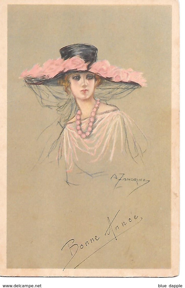 Illustrator  - A. Zandrino - Elegant Woman Wit Hat, Femme élégante Avec Chapeau, Elegante Frau Mit Hut - Zandrino