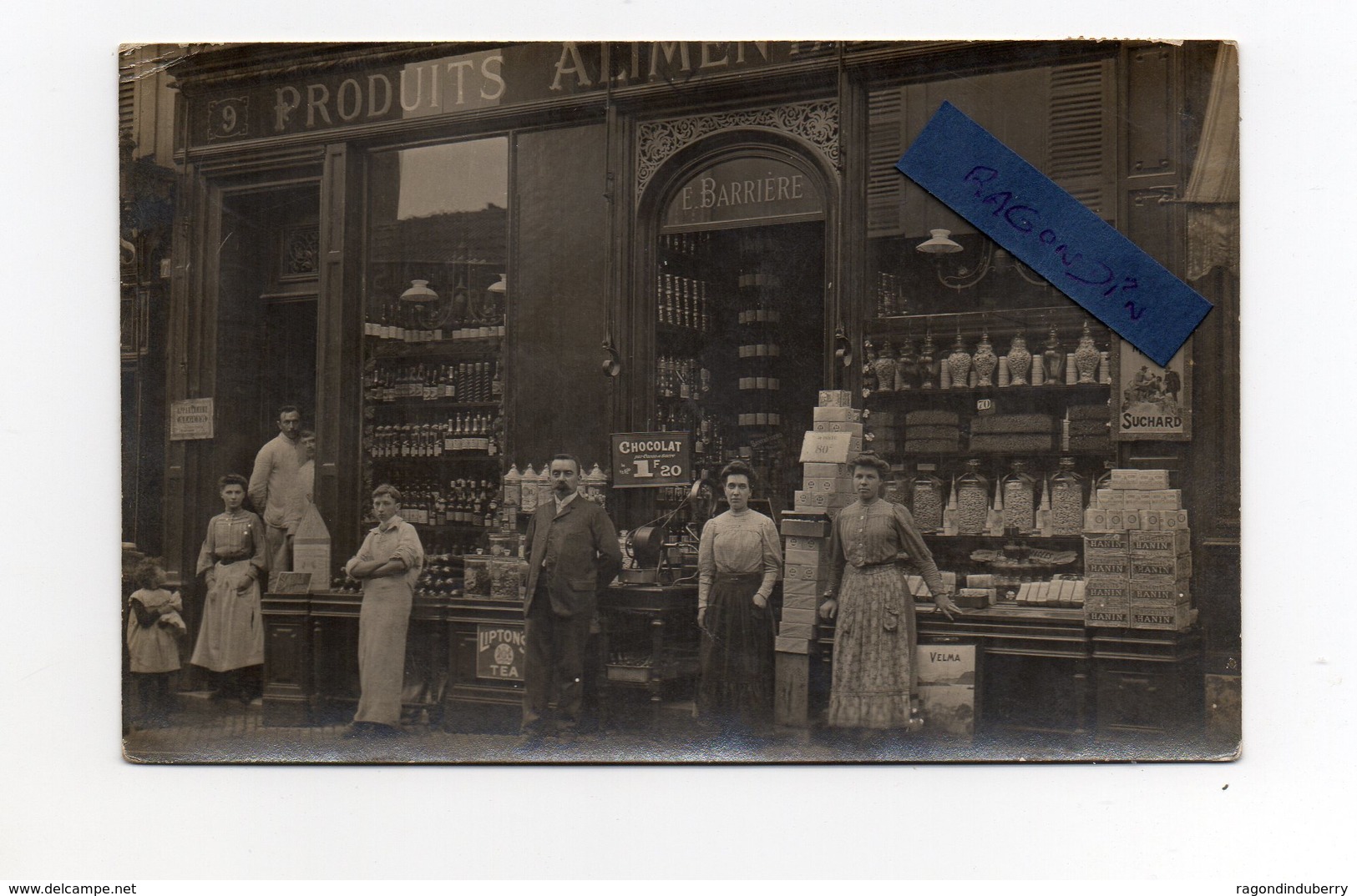 CPA PHOTO - 92 - SAINT-CLOUD - MAISON E. BARRIERE - Produits Alimentaires Cachet Postal Départ St CLOUD 1906 - Saint Cloud