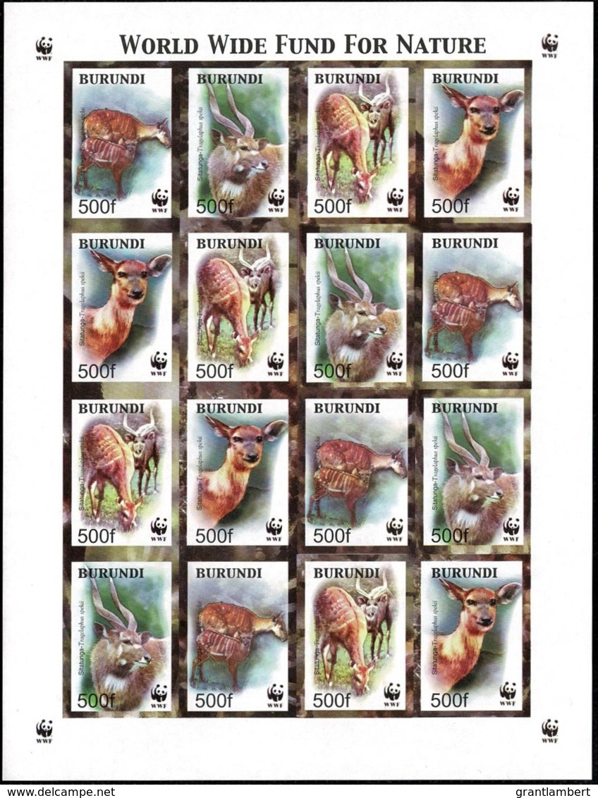 Burundi 2004 Gazelle - Antelope Sitatunga WWF IMPERFORATE Sheetlet MNH - Nuevos