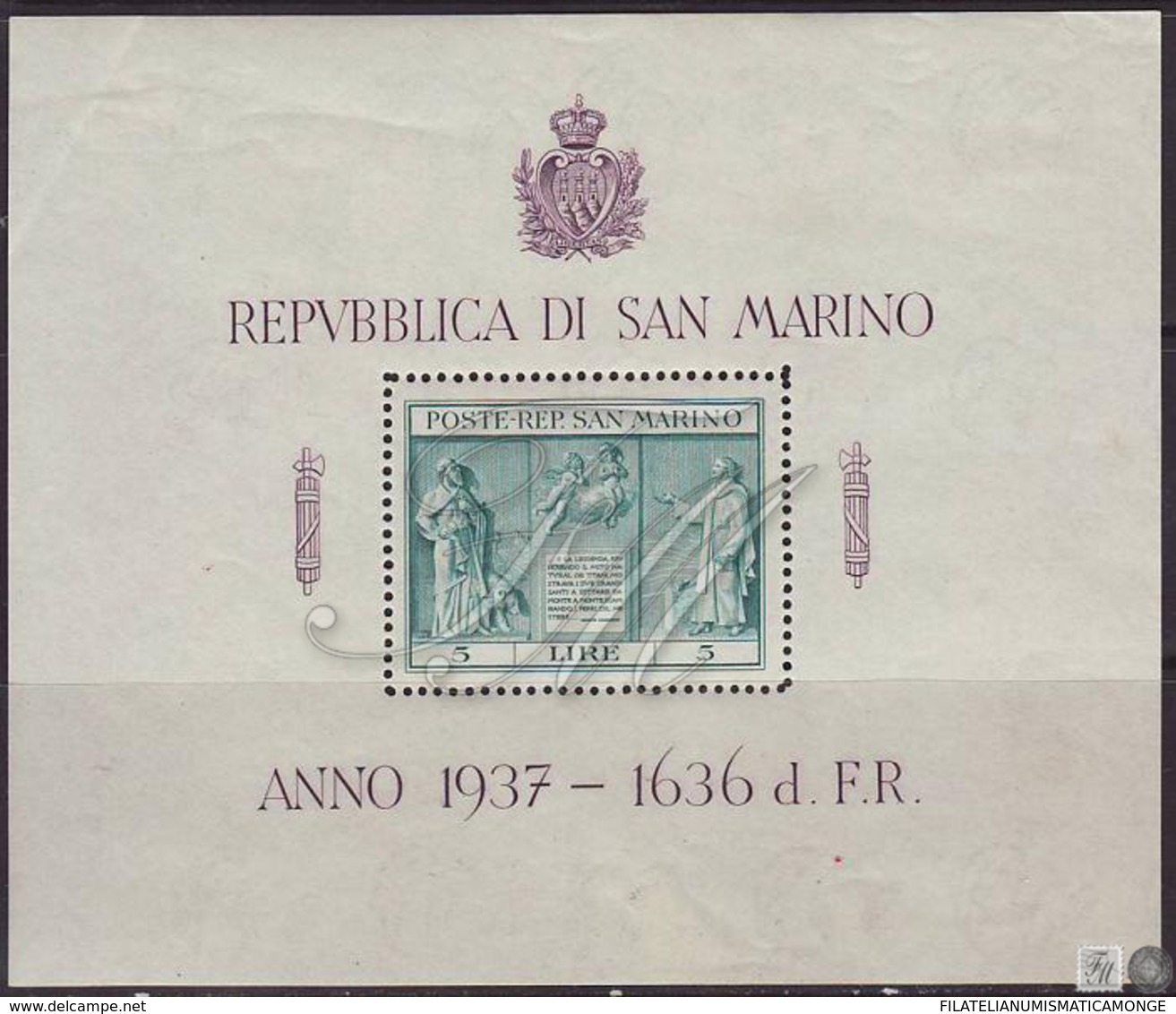 San Marino 1937 Hojas Bloque 1 Inaguracion De Una Colonia Independiente  * - Autres & Non Classés