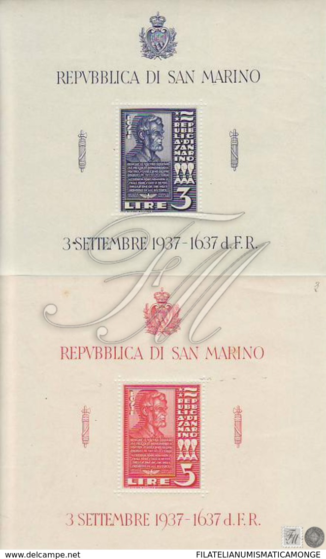 San Marino 1938 Hojas Bloque 2/3 Inaguracion De Abraham Lincoln  * - Altri & Non Classificati