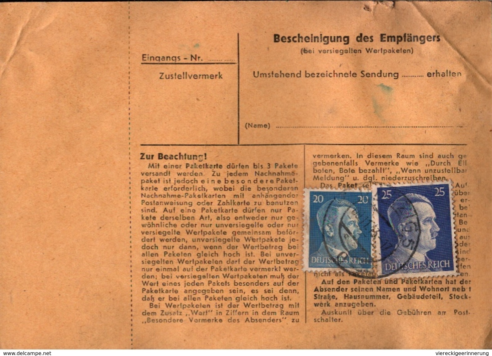 ! 1943 Paketkarte, Deutsches Reich, Danzig - Sonstige & Ohne Zuordnung