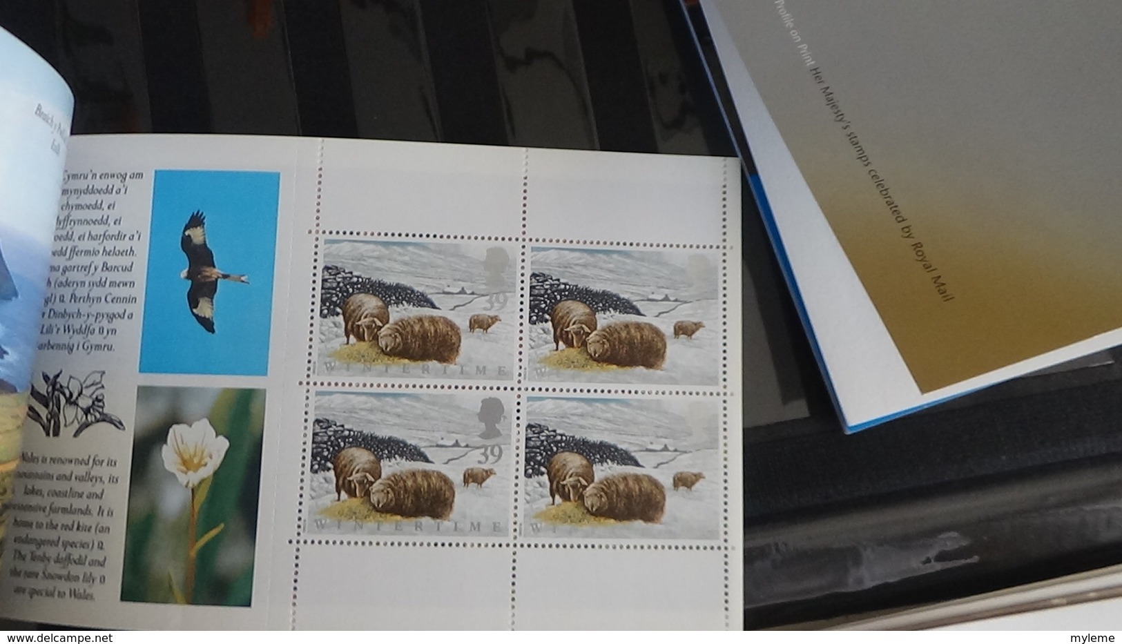 B78 Collection de 16 enveloppes + 19 carnets ** + 446 timbres ** de Grande Bretagne. Très beau.