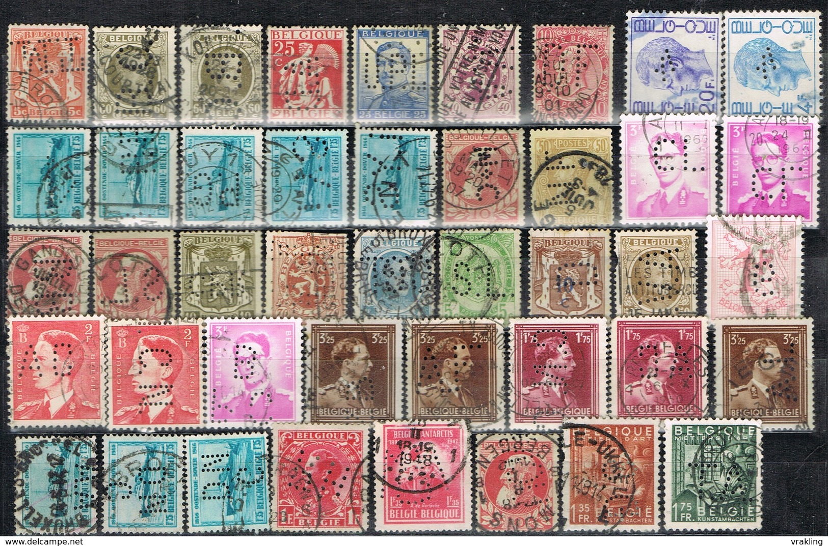 DO 15472 LOT PERFINS BELGIE 43 STUKS ZIE SCAN - Perforiert/Gezähnt