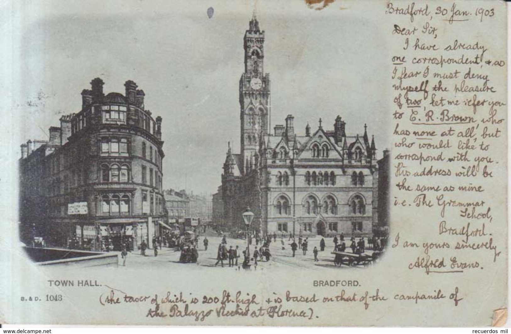 Bradford Town Hall 1903 - Bradford