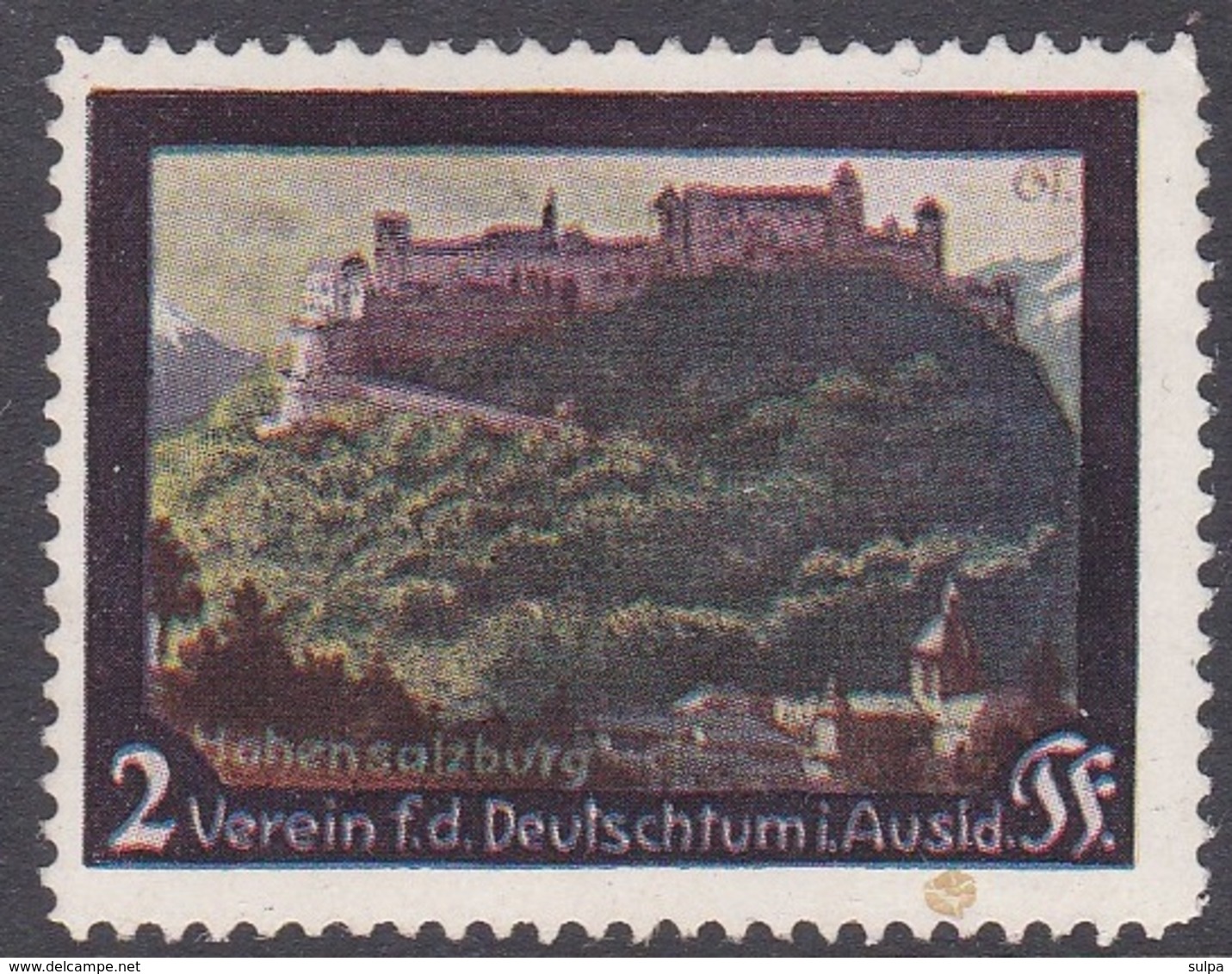 Hohensalzburg, Verein F. D. Deutschtum I. Ausland. Spendevignette - Vignetten (Erinnophilie)