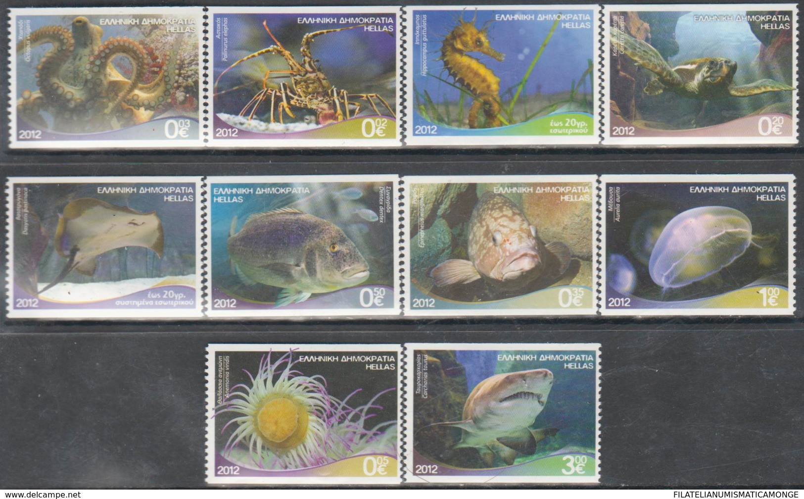 Grecia 2012 Correo 2606/15a Fondos Marinos (10v) De Carnet  **/MNH - Neufs