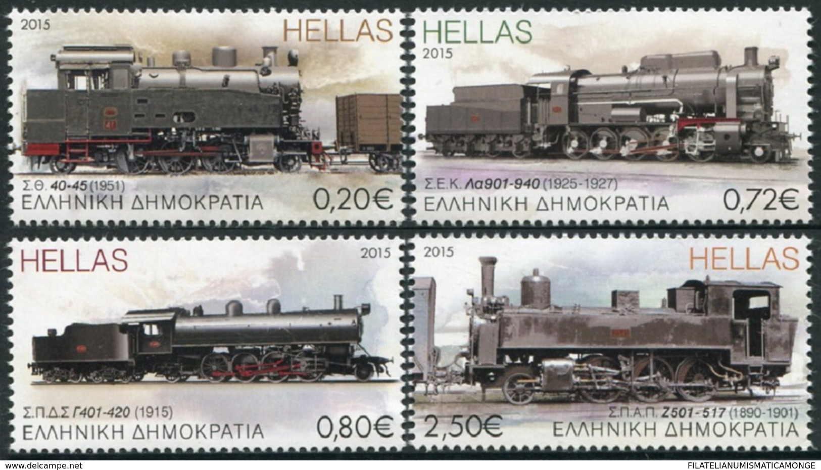 Grecia 2015 Correo 2759/62 Trenes De Grecia (4v)  **/MNH - Neufs