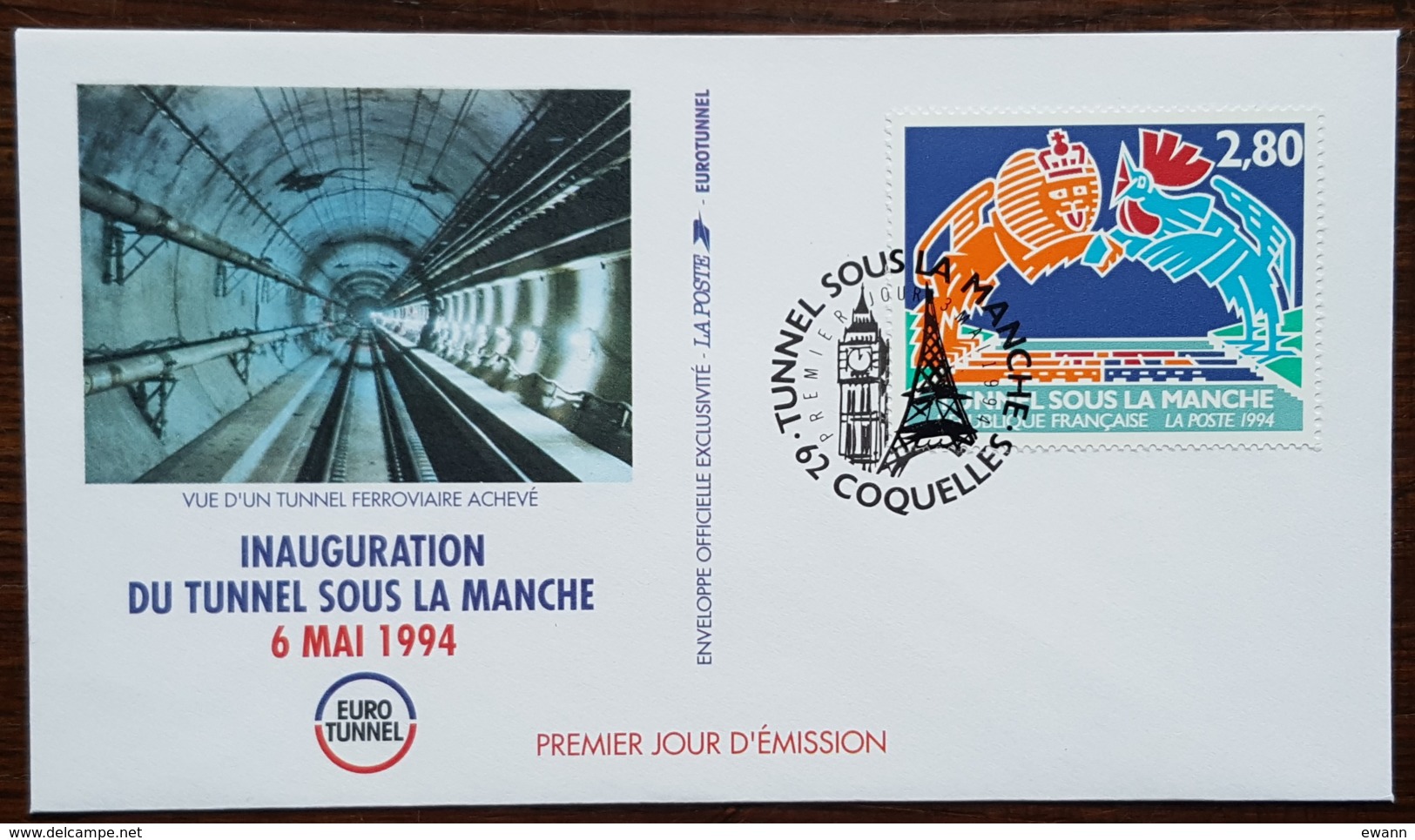 FDC 1994 - YT N°2880 - TUNNEL SOUS LA MANCHE - COQUELLES - 1990-1999