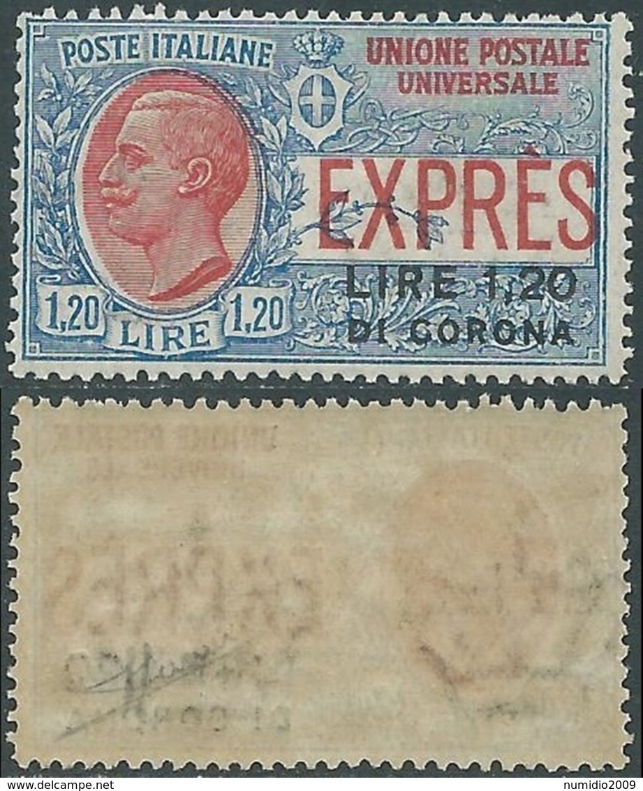 1922 DALMAZIA ESPRESSO 1,20 COR SU 1,20 LIRE MNH ** - E168 - Dalmazia