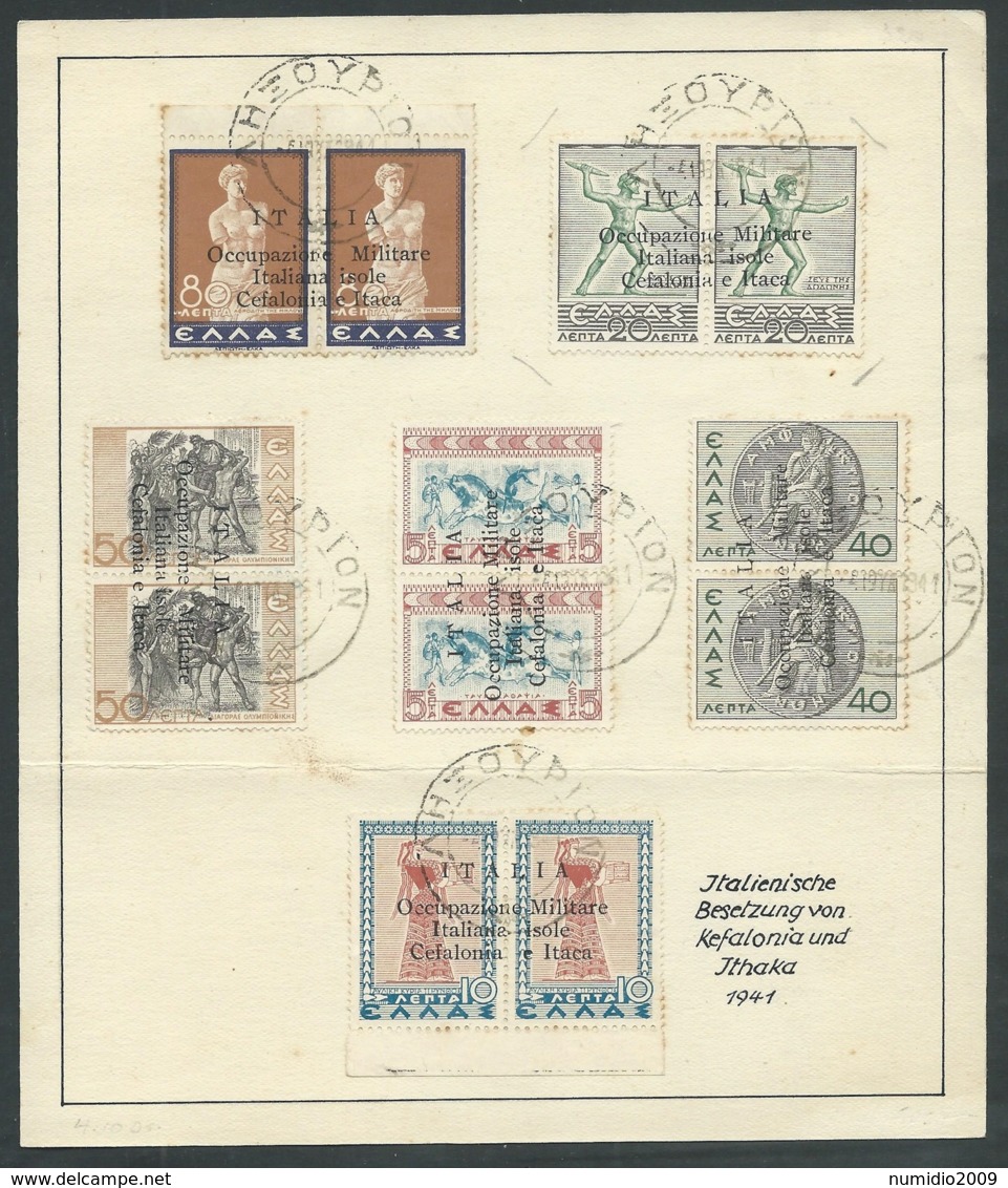 1941 CEFALONIA E ITACA USATO MITOLOGICA 6 VALORI SU CARTONCINO - RB48 - Cefalonia & Itaca